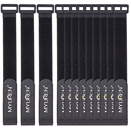1"x 12"-12 Pack Reusable Fastening Cable Straps with Buckle Adjustable Hook and Loop Securing Strap Multi-Purpose Cinch Strap for Cord Management - size: 12"