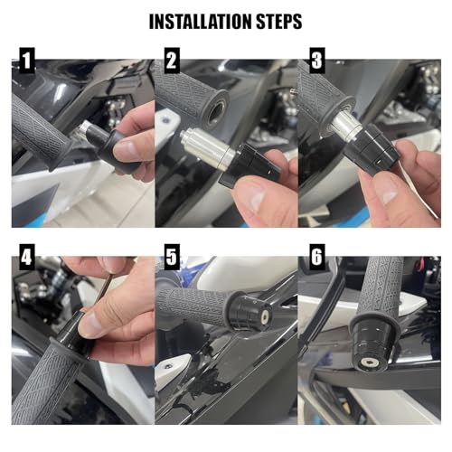 MFGZD Motorcycle Bar Ends Plug, CNC Handlebar Bar Grip Ends Plugs For Ninja500 Ninja650/1000 R7 R1 R6 450SR 675SR-R CBR650R CBR500RR CBR600RR CBR1000RR Z650 Z900 ZX10R ZX6R GSXR600 750 1000 GSX-8R ect - color: Black