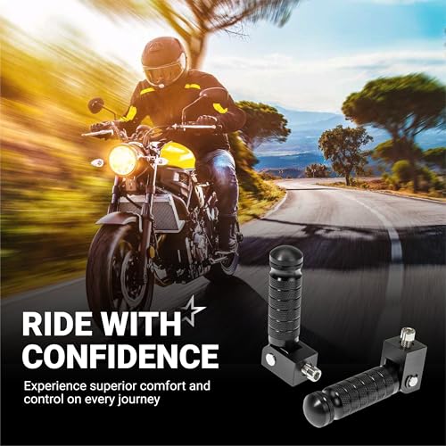 BlueStars M8 Motorcycle Foldable Foot Pegs (2-Pack) - CNC Aluminum 90° Foldable Anti-Slip Footrests - Universal Pedals for Bike E-Bike ATV UTV Dirt Bike Go Kart (Black)