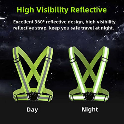 Reflective Strap Safety Vest Gear - 2-10 Pack Adjustable High Visible Reflective Running Gear for Women Men Night - color: Blue x2