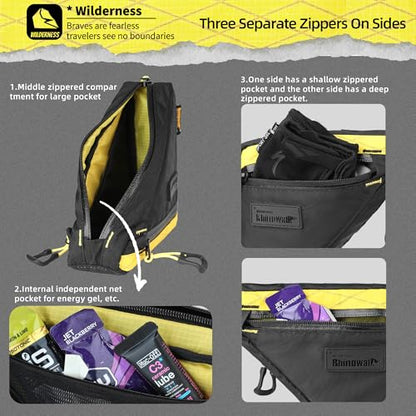 Rhinowalk Bike Frame Triangle Bag, Waterproof Compact Storage Bag with YKK Zippers, Multi-Pocket Design, Doesn’t Rub Legs – 0.9L, Black - color: Full Black,0.9L