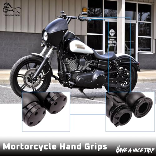 DREAMIZER 25.4MM Motorcycle Handlebar Grips 1 inch Compatible with Honda Shadow Spirit 750 Valkyrie Fury VTX1300 VTX1800 VT400 VT750 VT1100 - Smooth - style: Flat-black