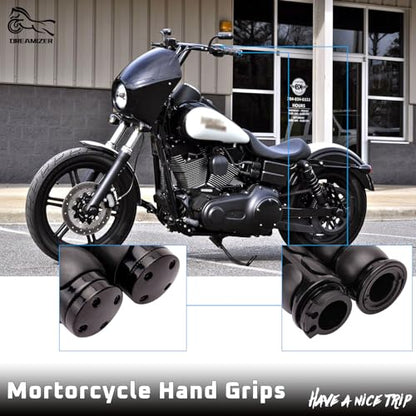DREAMIZER 25.4MM Motorcycle Handlebar Grips 1 inch Compatible with Honda Shadow Spirit 750 Valkyrie Fury VTX1300 VTX1800 VT400 VT750 VT1100 - Smooth - style: Flat-black