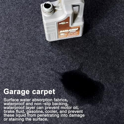 Heavy Duty Garage Floor Mat 17' x 7'5" Absorbent Oil Spill Mat for for Under Cars & Motorcycles, Waterproof Non-Slip Backing, Dark Grey Garage Parking Mat,Protects Surfaces 1 Set Square