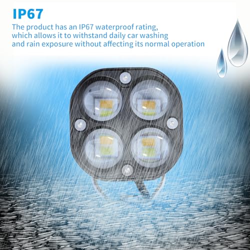 LED Offroad Driving Fog Lights, Yellow/White Hi-Low,2Pcs 3Inch Motorcycle Pod Lights Work Auxiliary Lights for Motorcycle Trucks, Vehicles, ATVs, UTVs, Tractors