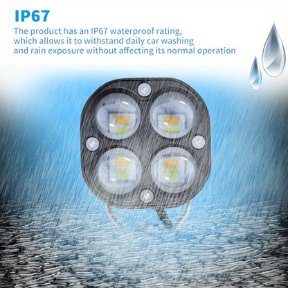 LED Offroad Driving Fog Lights, Yellow/White Hi-Low,2Pcs 3Inch Motorcycle Pod Lights Work Auxiliary Lights for Motorcycle Trucks, Vehicles, ATVs, UTVs, Tractors