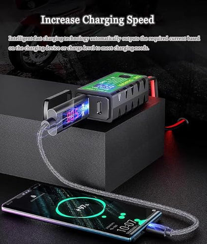 Motorcycle Phone Charger for Harley Davidson Road Glide 1998-2024 2025 2026, Motorcycle Waterproof Quickly Charging Adapter, Handlebar Mount USB Charger