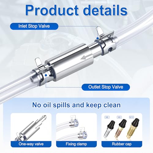 GaRhomxy Brake Bleeder Kit - 2PCS One Way Check Valve Brake Bleeder Hose, One Man Brake Bleeder Tool with Clamps & Nozzle Caps, Universal Brake Fluid Bleeder Kit for Car Motorcycle - size: 2PCS