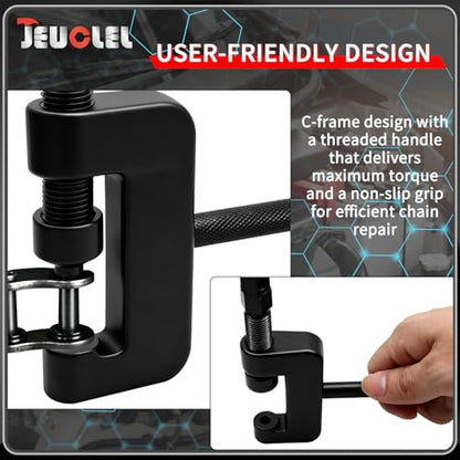 13PCS Chain Breaker Tool Kit with Rivet and Roller Chain Link Removal Tool, Chain Breaker Rivet Cutter Heavy Duty Chain Splitter for Motorcycle, Bike, ATV Chain Maintenance Set