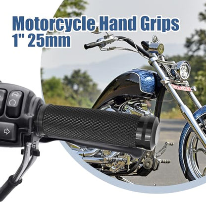EATAKWARD Universal Motorcycle Hand Grips 1 inch, Black Handlebar Grips Replacement for Harley Honda Yamaha Kawasaki Suzuki Bobber Chopper Cafe Racer BWM Motorcycles