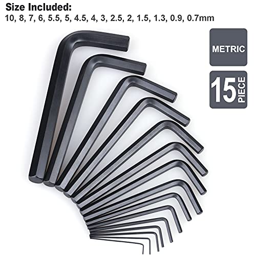 31-Piece Premium Hex Key Allen Wrench Set with Storage Case, SAE and Metric Assortment | L Shape, Chrome Vanadium Steel, Precise and Chamfered Tips | SAE 0.028 inch - 3/8 inch | Metric 0.7mm - 10 mm - size: 31-Pc. Standard Set - Blue Case