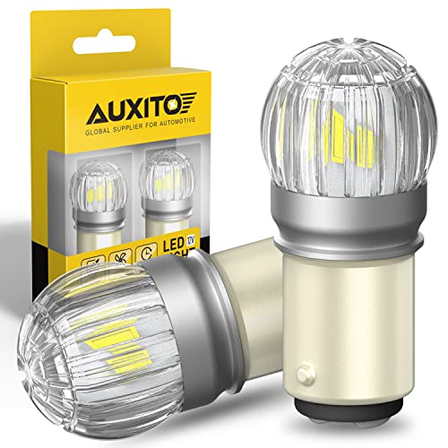 AUXITO 1157 LED Bulb White, 400% Brighter 1:1 Size, 7528 2057 2357 BAY15D LED Lights for Reverse Backup light, Tail Light, Brake Signal Light, DRL, Pack of 2 - color: White, size: 1157/2357