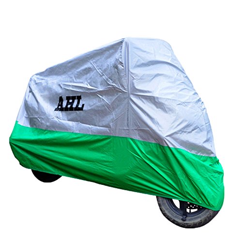 AHL Motorcycle Cover All-Weather Waterproof Dustproof UV Protective Breathable Indoor Outdoor Cover(XL,G) - color: green, size: XL