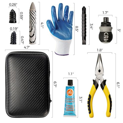 Tire Screw Plug Repair kit, No Tire Removal Needed, Tire Sidewall Repair | Patch Plug Tools & Portable Storage Bag - Quick Flat Tire Repair for Car, Truck, Motorcycle & SUV- 46 Pcs