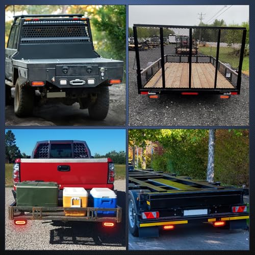 Nilight 6 Inch Oval Trailer Tail Light 2 PCS Red Brake Stop Amber Left Right Turn Signals Lights with Flush Mount Grommets Plugs Mounting Brackets for RV Truck Luggage Rack - color: 2Pcs 6" Red/Amber Tail Lights