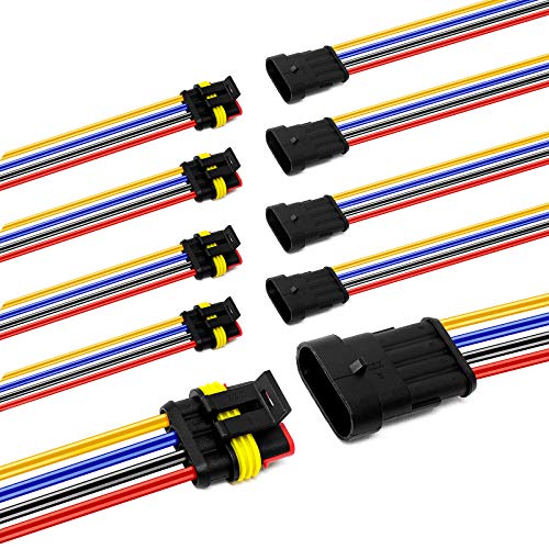 4 Pin Way 16 AWG Car Waterproof Electrical Connector Plug with Wire AWG Marine Pack of 5 - size: 4 Pin
