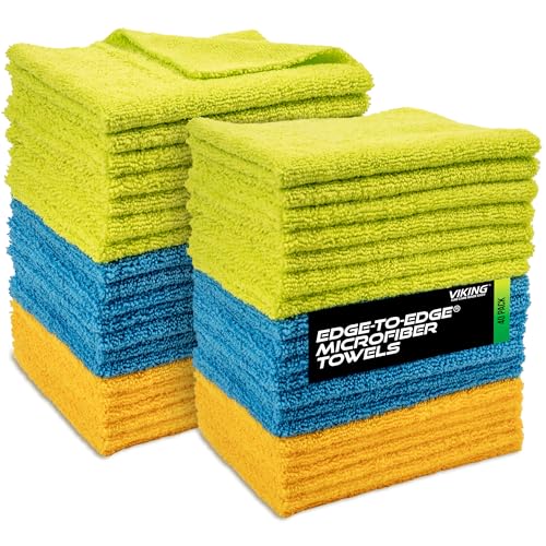 VIKING Microfiber Cloth for Car or Home 40 Pack, Edgeless Towel for Interior and Exterior Car Detailing, Multi-Purpose, Reusable Towels, Assorted, 12 Inch x 16 Inch - size: 40 Pack