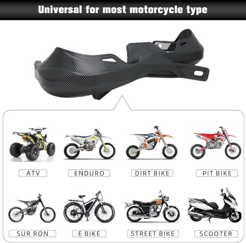 JFG RACING Dirt Bike Handguards,Transfer Imitation Carbon Fiber Universal Hand Guards for 7/8 in and 1 1/8 in Handlebar for Ebike ATV Pitbike Dirtbike Off Road Motocross Enduro - color: gray