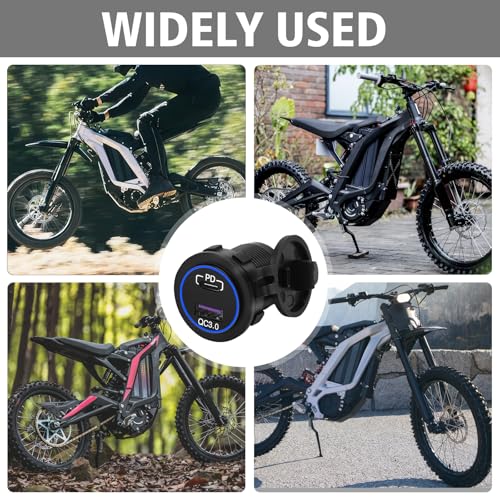 Dual Motorcycle USB Quick Charger Adapter for Sur Ron Light Bee X and S Segway X160 X260, Waterproof Motorcylce USB Charger Socket with Sealiing Caps for All Phone, Tablet, GPS ﻿