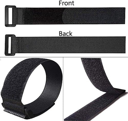 25pcs Black Reusable Fastening Cable Straps, Hook and Loop Cable Tie Down Straps 6"-8"-12"-18"-24"(Each 5Pcs) - size: 25 Pack 6-8-12-18-24 Inch