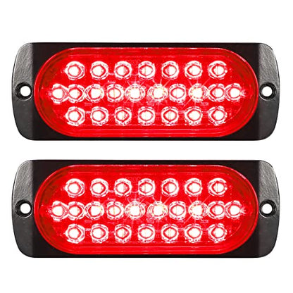 Partsam 2Pcs 4.4" Red 24 LED Trailer Side Marker Clearance Light, Aluminum Housing Stop/Brake/Turn Signal/Tail Lights for Trailer Truck Pickup RV Camper Van Bus, IP67 Waterproof, Surface Mount - color: Red