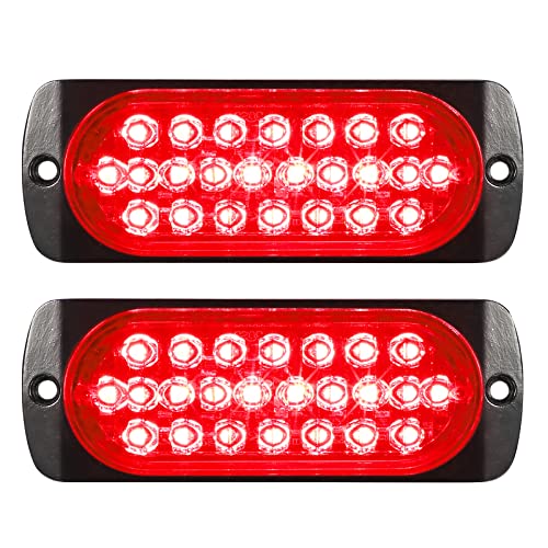 Partsam 2Pcs 4.4" Red 24 LED Trailer Side Marker Clearance Light, Aluminum Housing Stop/Brake/Turn Signal/Tail Lights for Trailer Truck Pickup RV Camper Van Bus, IP67 Waterproof, Surface Mount - color: Red