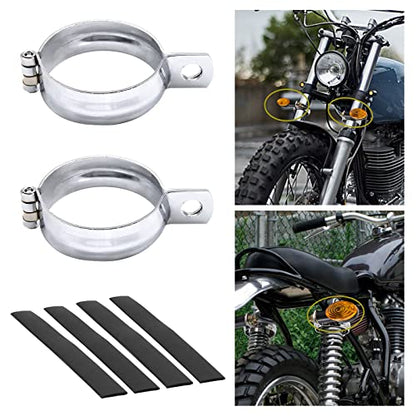 2 PCS Motorcycle Turn Signal Light Tube Bracket Mount - Metal Tube Clamp for 10mm Hole Non-Slip Rubber, Rain Resistant, Perfect for Light Bar Mount (35mm-Sliver) - style: 32-41mm Sliver