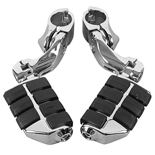 XFMT Motorcycle Highway Pegs 1.25" Short Angled Highway Footpeg Adjustable Footrest Fit For Harley Touring Road King Street Glide Electra Glide Softail Sportster with 1 1/4" Engine Guard, Chrome - color: Chrome Style 2, size: Short Angled