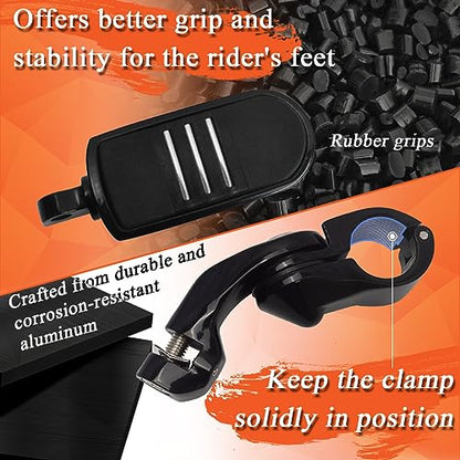 FOVPLUE 1.25" Highway Footpegs,Short Angled Adjustable Highway Pegs w/Mounts for Harley Touring Street Glide Electra Glide Road King Softail CVO Dyna Trike VRSC Sportster w/1-1/4" Engine Guard,Black#3 - color: Gloss Black Highway Footpegs