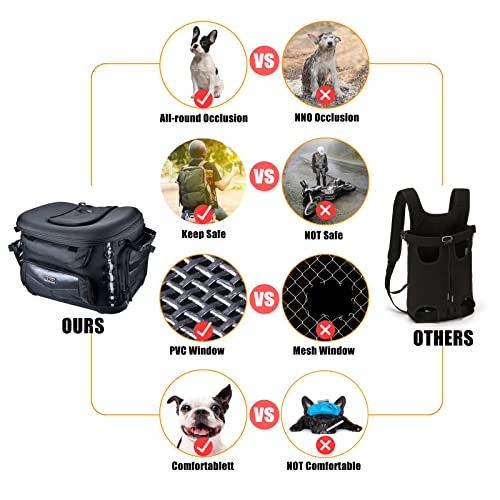Motorcycle Dog Carrier, Back Seat Vehicle-Mounted Pet Carrier Travel Bag Cat Carrier Bag for Harley Trike Triumph Touring Street Glide Road King CVO (Black)