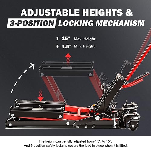 DNA Motoring Steel Hydraulic Motorcycle ATV Scissor Lift Jack Hoist Stand - 1500 lbs Capacity, Low Profile, 4.5-15" Lifting Range,TOOLS-00288 - style: 1500 lbs