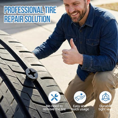 72Pcs Screw in Tire Plugs Kit Tire Repair Rubber Nail Kit Tire Repair Kit Tire Plugs Screw Type Flat Tire Screw Plugs Repair Kit Self Sealing Tire Repair Screws Quick Fix with Screw Tire Plugs Kit