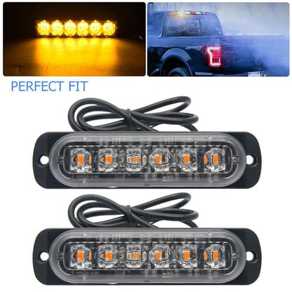 Riloer Amber/White Emergency Strobe Lights 1-Pack, High Brightness Hazard Flashing Strobe Light Bar for Off Road Vehicle, ATVs, Truck, Universal 6-LEDs 18W Surface Mount Warning Light
