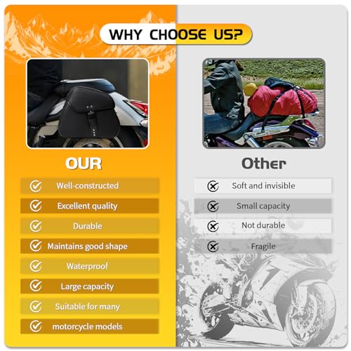 Motorcycle Saddle Bags with Buckles, 16L Waterproof Motorcycle Saddlebags, PU Leather Saddle Bags Motorcycles for Sportster Softail Dyna V-star Shadow,Universal Accessories
