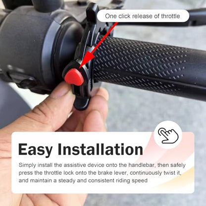 Motorcycle Cruise Control Assist, Anti-skid Cruise Control Handlebar Lock, Handlebar Clamp with Quick Release Throttle Button, Throttle Booster for Motorcycles E-bikes (Black)