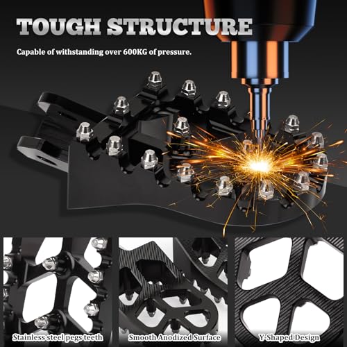 XINGWU Dirt Bike Foot Pegs for Surron Light Bee X/S E-Ride Pro SS/SR/S Talaria Sting MX3/R MX4 Segway X160/X260 CRF150F 230F 250F Electric Dirt Bike Foot Peg Rests (Black) - color: Black