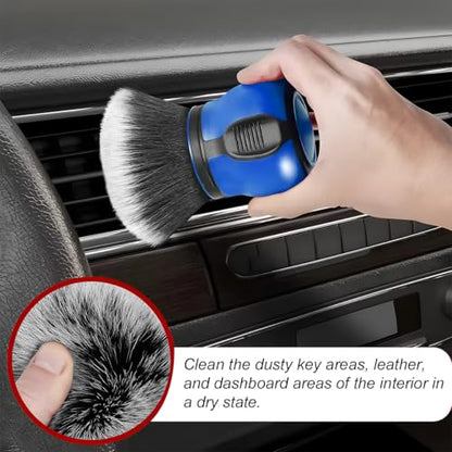 AUCELI Car Detailing Brush, Ultra Soft Auto Interior Dusting Brush with Storage Rack, Car XL Synthetic Brush Cleaning Tool, Universal Covers Large Area Inside or Outside Vehicles(Blue/Style A) - color: Blue/Style A