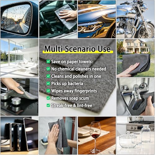 12 PCS Thickened Magic Cleaning Cloth, Reusable Microfiber Cleaning Towels, Lint & Streak Free Cleaning Rags for Windows, Cars, Mirrors