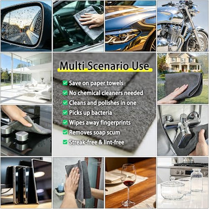 12 PCS Thickened Magic Cleaning Cloth, Reusable Microfiber Cleaning Towels, Lint & Streak Free Cleaning Rags for Windows, Cars, Mirrors