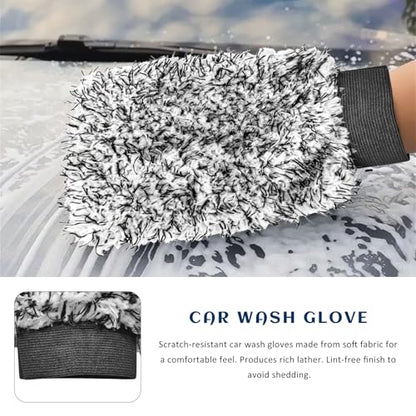 Sun Walker Car Drying Towel Set, 24"×36" Ultra Absorbent 1200 GSM Auto Cleaning Cloth with Wash Mitt & Glass Towel, Scratch-Free Streak-Free Microfiber Drying Towels for Car Truck SUV