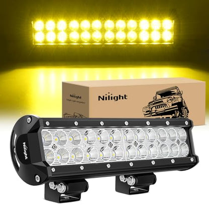 Nilight LED Light Bar 12 Inch 72W Spot Flood Combo Yellow Beam Off Road Lamp Fishing Hunting Emergency Deck Work Lighting for Trucks UTV Pick-up Van Boat Tractor - color: Yellow