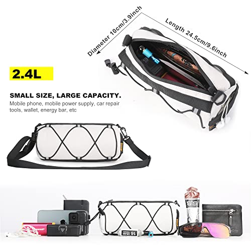 Rhinowalk Bike Handlebar Bag, Bicycle Front Bag Shoulder Bag Storage Bag with Shoulder Strap for Road Mountain Bike Cycling Travel - color: White