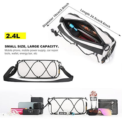 Rhinowalk Bike Handlebar Bag, Bicycle Front Bag Shoulder Bag Storage Bag with Shoulder Strap for Road Mountain Bike Cycling Travel - color: White
