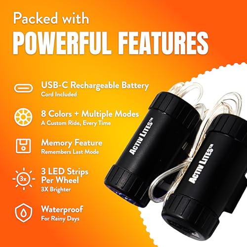 Activ Life LED Bike Wheel Lights with Batteries Included! Get 100% Brighter and Visible from All Angles for Ultimate Safety & Style (1 Tire Pack) - color: Orange