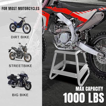 Big RED Dirt Bike Stand, 1000lb Capacity, Universal Detachable Maintenance Motorcycle Lift for Kawasaki, Honda, Yamaha, Silver - style: silver dirt bike stand