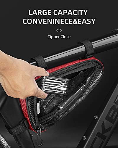 ROCKBROS Bike Bicycle Triangle Bag Bike Storage Bag Bicycle Frame Pouch Bag for MTB Road Bike Cycling Bike Accessories - color: Red Black