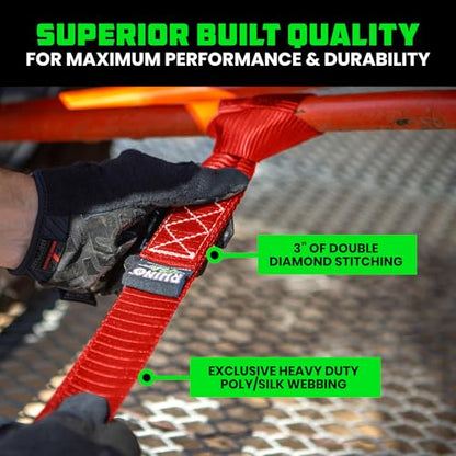 Rhino USA Soft Loop Tie Down Straps (4-Pack) - 1.6 Inch x 17 Inch (5,000 lbs Break Strength) Heavy Duty Motorcycle Handlebar Straps for use with Ratchets for ATV, UTV, Dirt Bike (Red) - color: Red 4-Pack