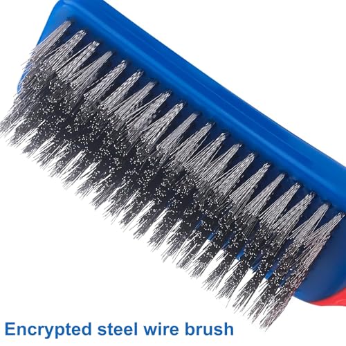 Professional Stainless Steel Wire Brush Set - Heavy Duty Rust & Paint Removal Tool for Grill Cleaning, Metal Surface Preparation with Ergonomic Handle (2Pack)