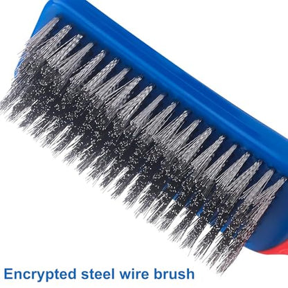 Professional Stainless Steel Wire Brush Set - Heavy Duty Rust & Paint Removal Tool for Grill Cleaning, Metal Surface Preparation with Ergonomic Handle (2Pack)