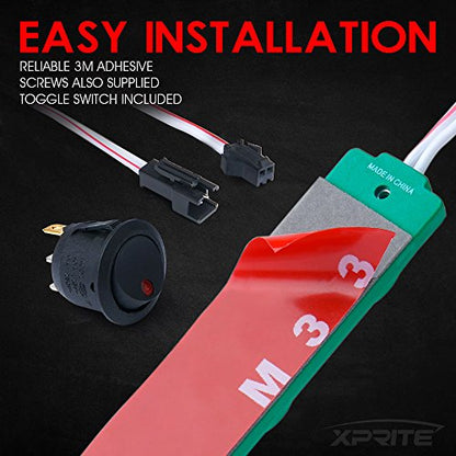Xprite Green LED Truck Bed Light Kits with On/Off Switch, for Pickup Exterior Interior Lights Strips, Footwells, Running Boards, Cargo, Under Car, Tonneau Cover, Rail Rock Lighting - 8 PCs - color: Green